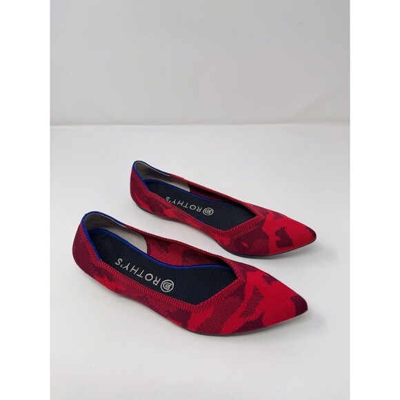 Rothys The Point Womens Ballet Flats Red Camouflage Slip On Loafer Comfort US 10 - Picture 2 of 9